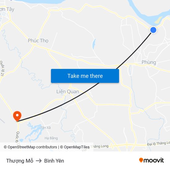 Thượng Mỗ to Bình Yên map