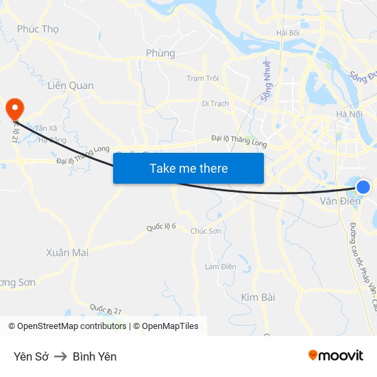 Yên Sở to Bình Yên map