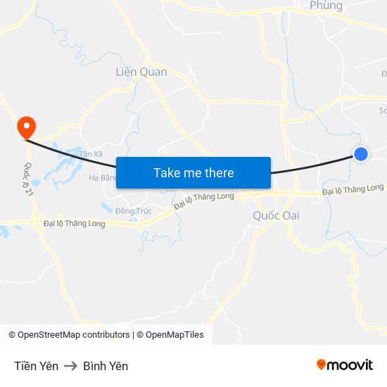 Tiền Yên to Bình Yên map