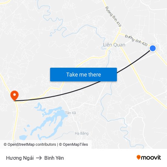 Hương Ngải to Bình Yên map