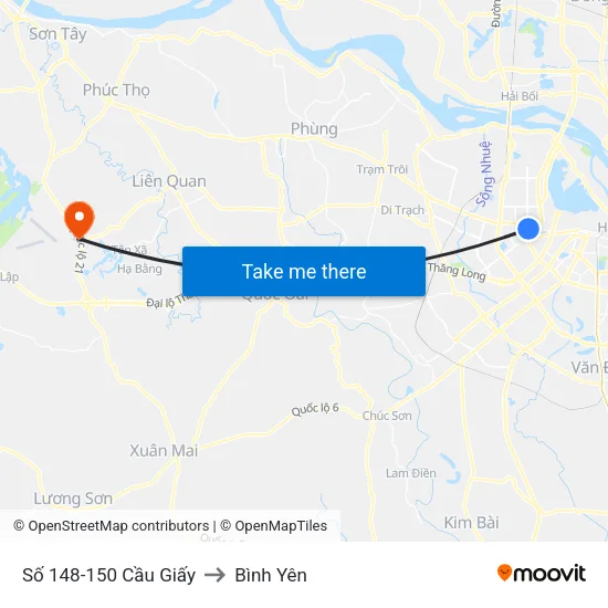 Số 148-150 Cầu Giấy to Bình Yên map