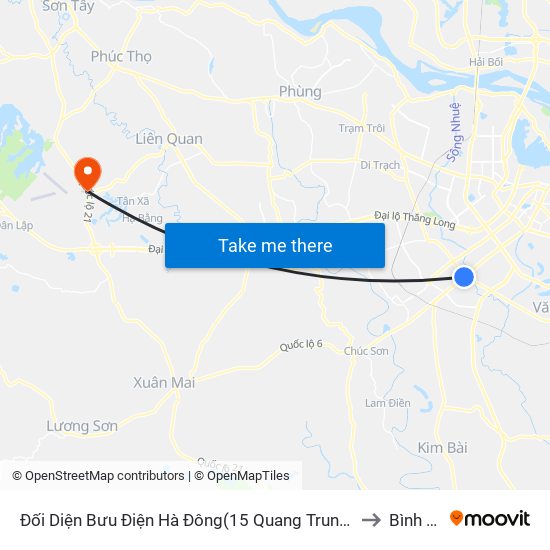 Đối Diện Bưu Điện Hà Đông(15 Quang Trung Hà Đông) to Bình Yên map