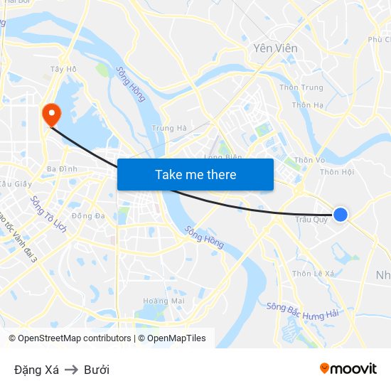 Đặng Xá to Bưởi map