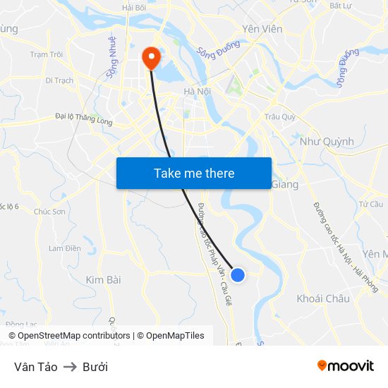 Vân Tảo to Bưởi map