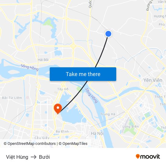 Việt Hùng to Bưởi map