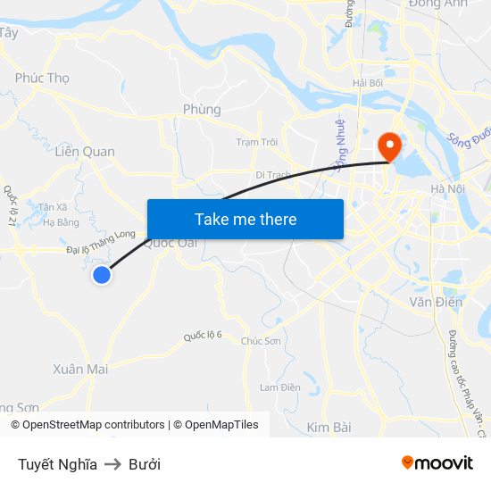 Tuyết Nghĩa to Bưởi map