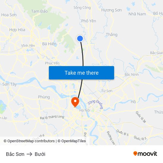 Bắc Sơn to Bưởi map