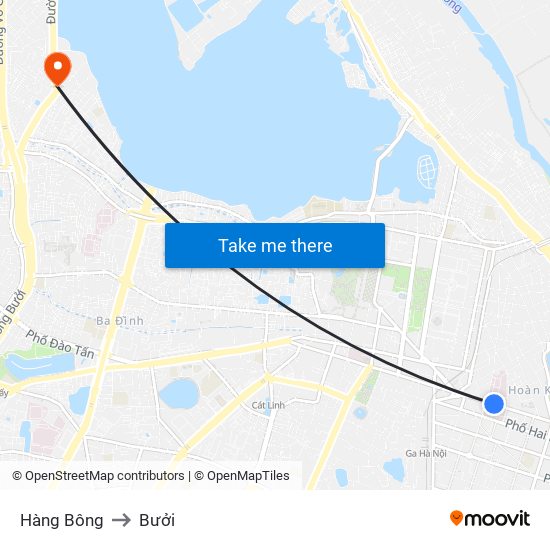 Hàng Bông to Bưởi map