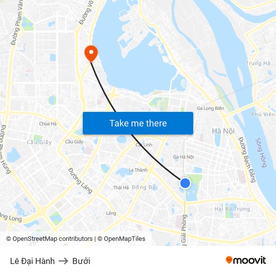 Lê Đại Hành to Bưởi map