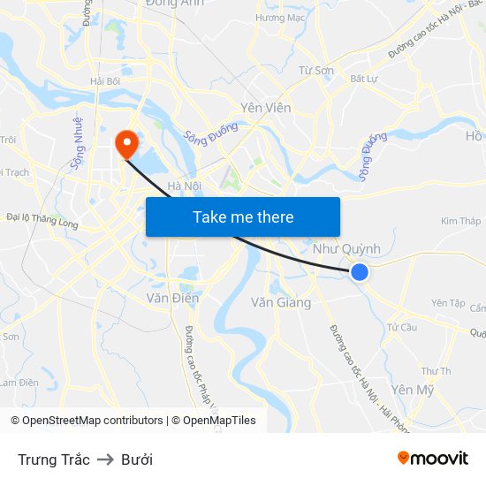 Trưng Trắc to Bưởi map