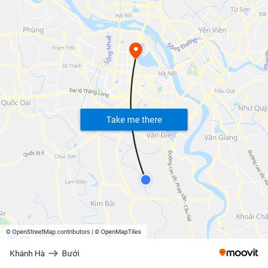 Khánh Hà to Bưởi map
