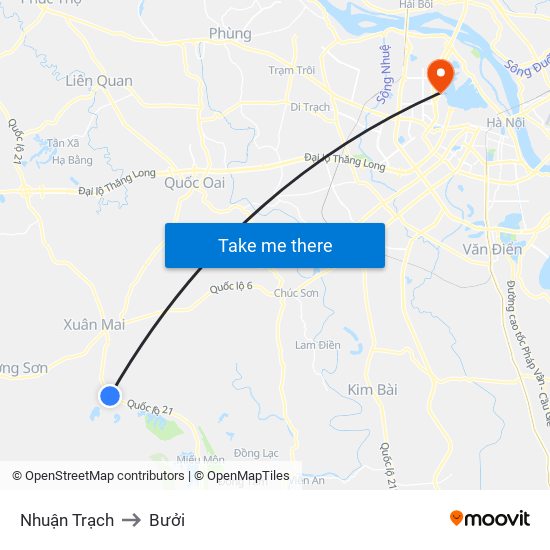 Nhuận Trạch to Bưởi map