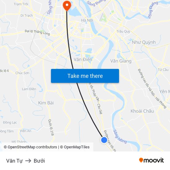 Văn Tự to Bưởi map