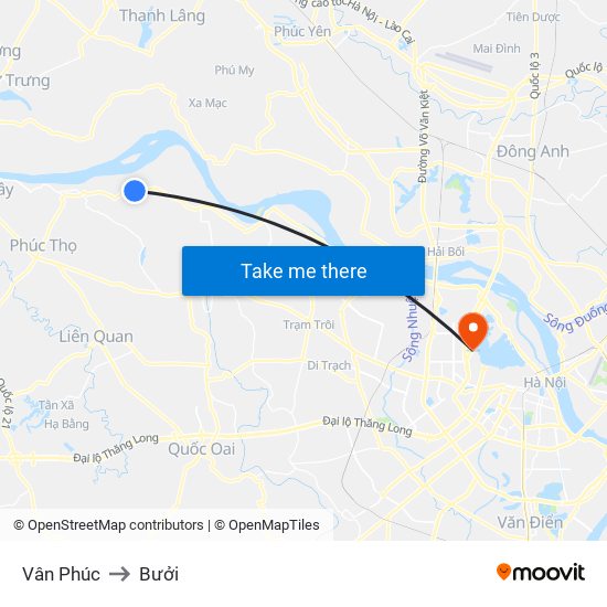 Vân Phúc to Bưởi map