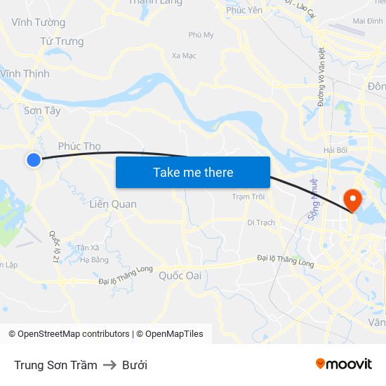 Trung Sơn Trầm to Bưởi map