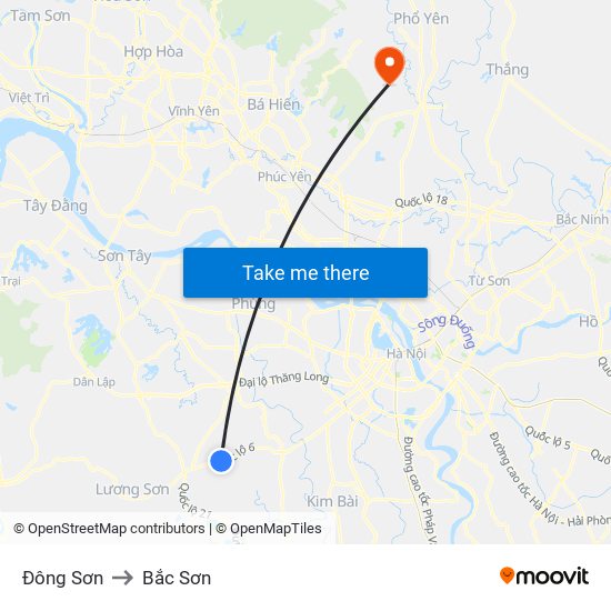 Đông Sơn to Bắc Sơn map