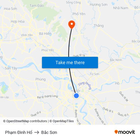 Phạm Đình Hổ to Bắc Sơn map