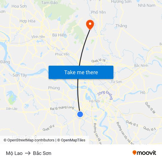 Mộ Lao to Bắc Sơn map