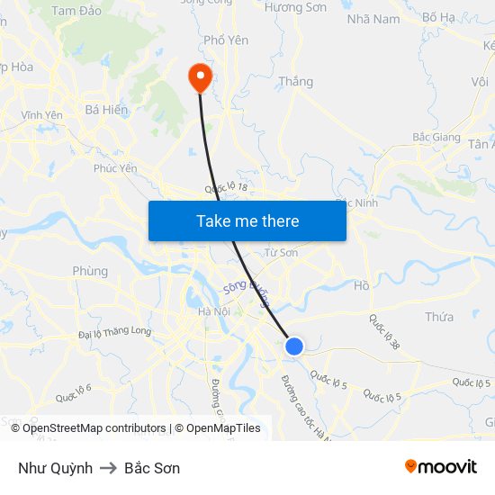 Như Quỳnh to Bắc Sơn map