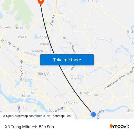 Xã Trung Mầu to Bắc Sơn map