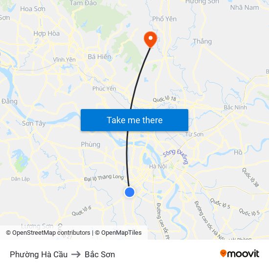 Phường Hà Cầu to Bắc Sơn map