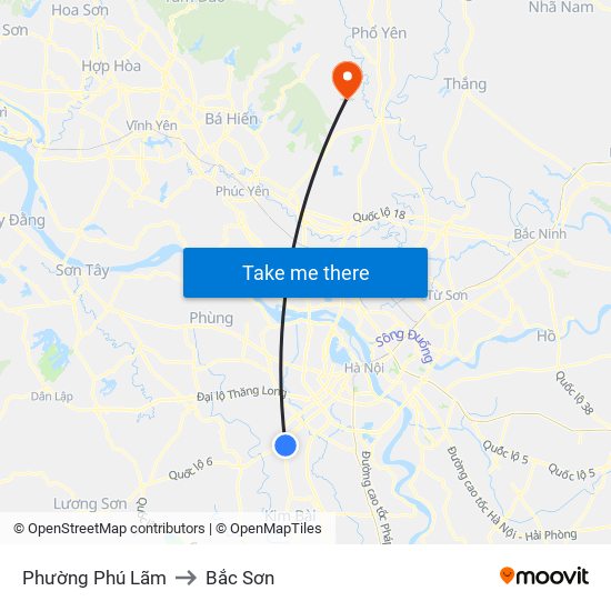 Phường Phú Lãm to Bắc Sơn map