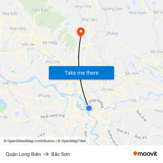 Quận Long Biên to Bắc Sơn map