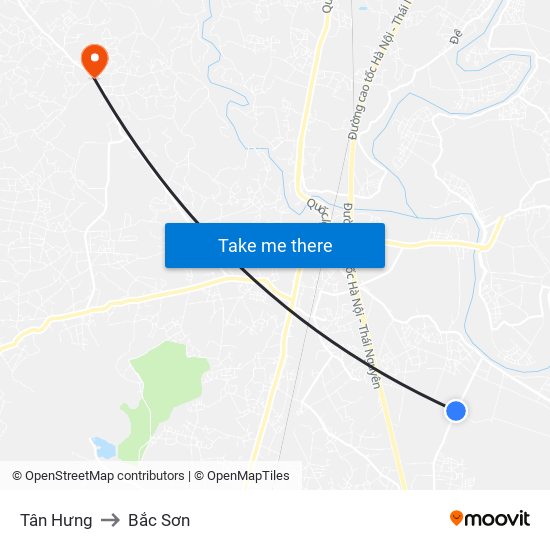 Tân Hưng to Bắc Sơn map