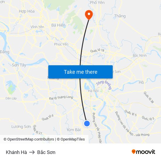 Khánh Hà to Bắc Sơn map