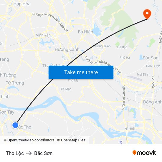 Thọ Lộc to Bắc Sơn map