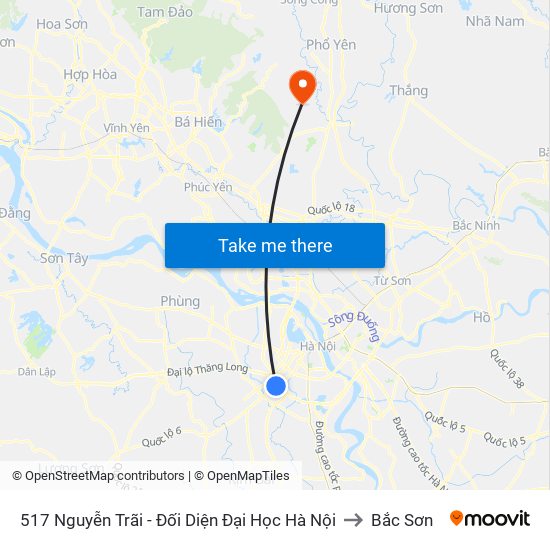 517 Nguyễn Trãi - Đối Diện Đại Học Hà Nội to Bắc Sơn map