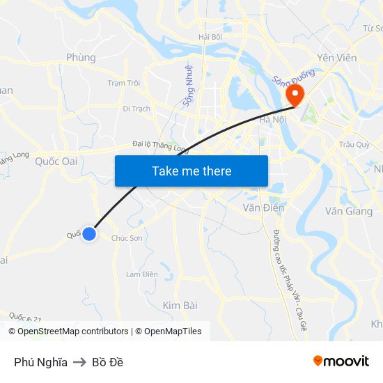 Phú Nghĩa to Bồ Đề map