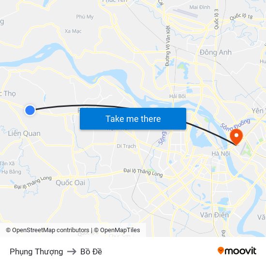 Phụng Thượng to Bồ Đề map