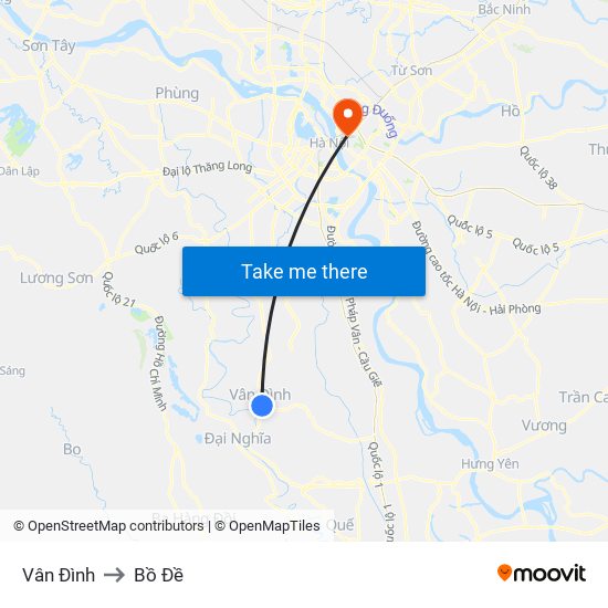 Vân Đình to Bồ Đề map