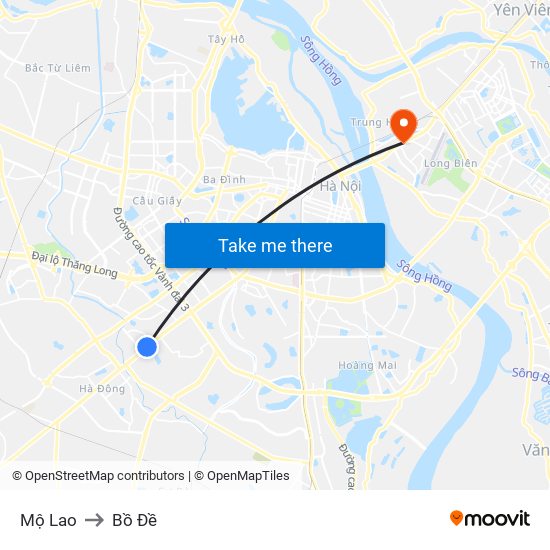 Mộ Lao to Bồ Đề map
