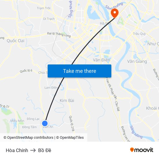 Hòa Chính to Bồ Đề map