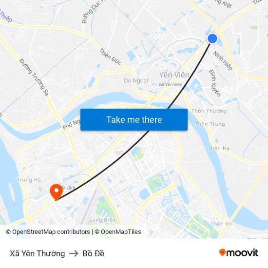 Xã Yên Thường to Bồ Đề map