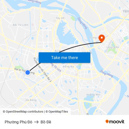 Phường Phú Đô to Bồ Đề map