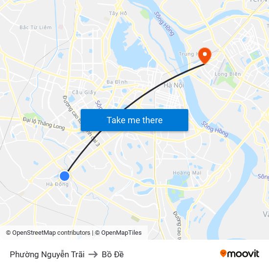 Phường Nguyễn Trãi to Bồ Đề map