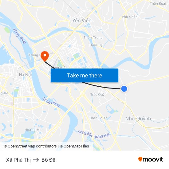 Xã Phú Thị to Bồ Đề map