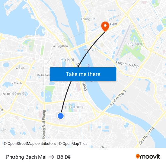 Phường Bạch Mai to Bồ Đề map