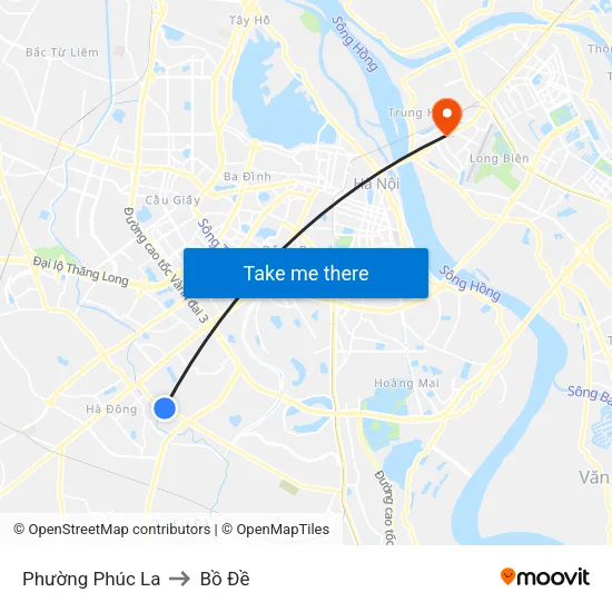 Phường Phúc La to Bồ Đề map