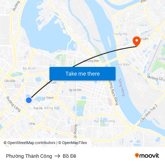 Phường Thành Công to Bồ Đề map