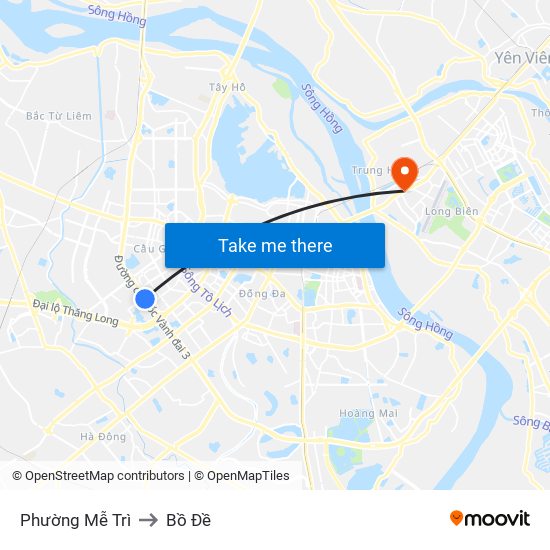 Phường Mễ Trì to Bồ Đề map