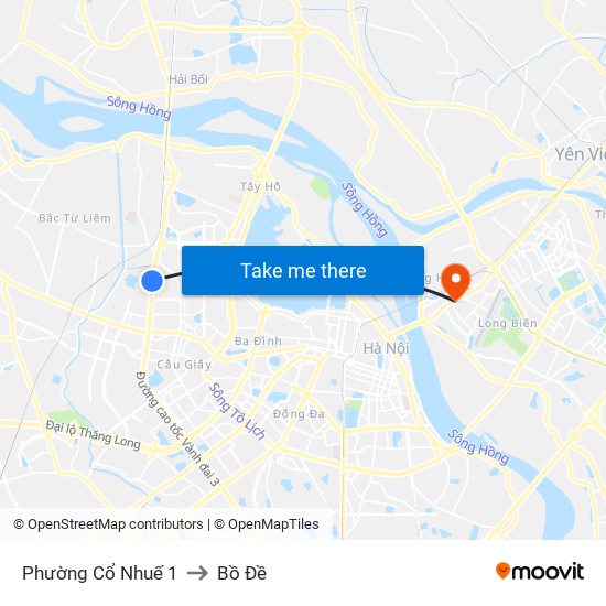 Phường Cổ Nhuế 1 to Bồ Đề map