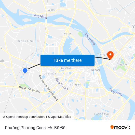 Phường Phương Canh to Bồ Đề map