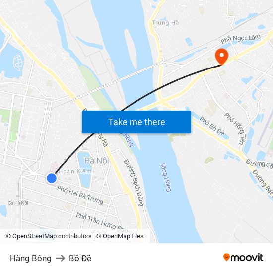 Hàng Bông to Bồ Đề map