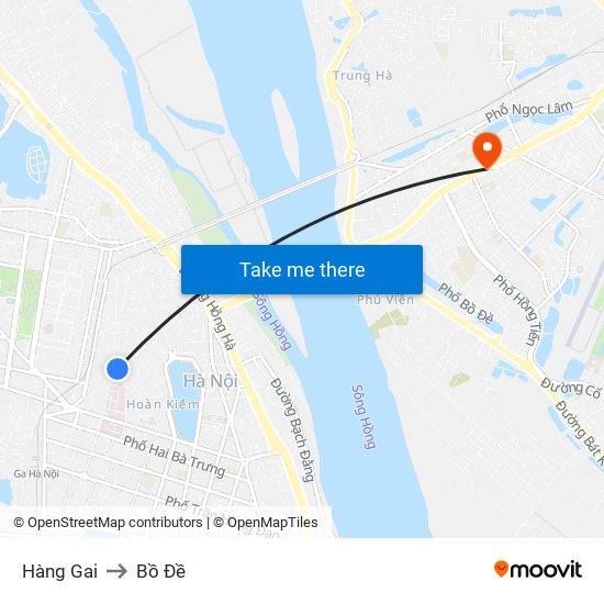 Hàng Gai to Bồ Đề map