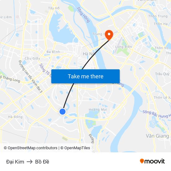 Đại Kim to Bồ Đề map