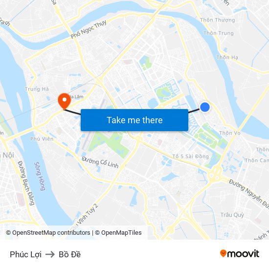 Phúc Lợi to Bồ Đề map